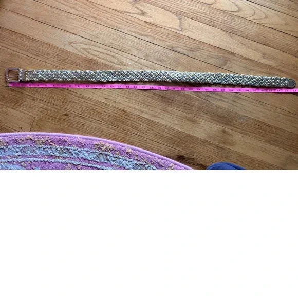 Pearl Accessories Vintage 80s Gold Braided Woven Leather Belt Large Made USA - Picture 5 of 5